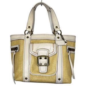▪️|VTG| COACH Y2K Legacy Woven Straw Leather Trim Bucket Bag